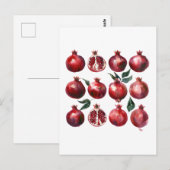 Waterverf Kunst Granaatappel Briefkaart (Voorkant / Achterkant)