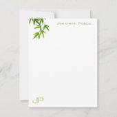 Waterverf Kunst Groene bladeren Monogram Modern Ee Notitiekaartje (Voorkant)