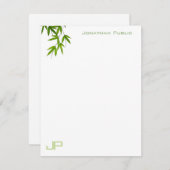 Waterverf Kunst Groene bladeren Monogram Modern Ee Notitiekaartje (Voorkant / Achterkant)