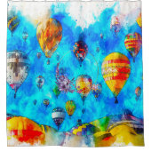 Waterverf Kunst Heet Lucht Ballonnen Douchegordijn (Voorkant)