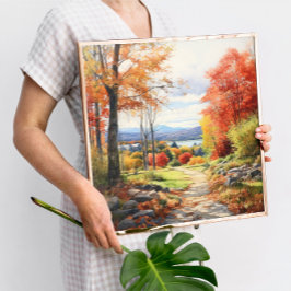 Waterverf kunst herfstbos in Vermont Poster