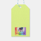 Waterverf Kunst Jongen Ridder Witte Leeuwin Vrouw  Cadeaulabel (Achterkant)