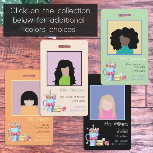 Waterverf Kunst Levert Boeken Leraar ID Badge