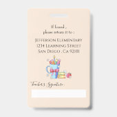 Waterverf Kunst Levert Boeken Leraar ID Badge (Back)