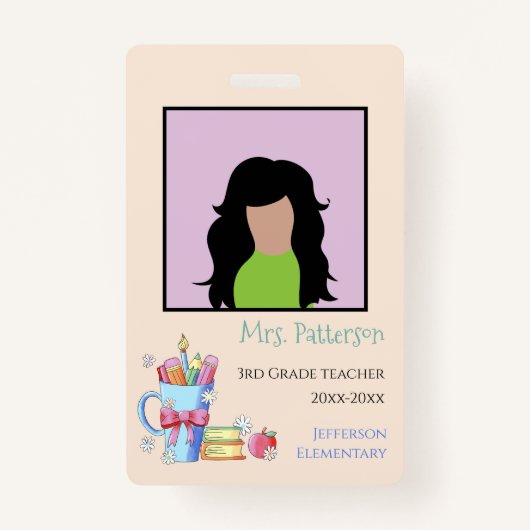 Waterverf Kunst Levert Boeken Leraar ID Badge (Voorkant)