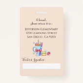 Waterverf Kunst Levert Boeken Leraar ID Badge (Achterkant)