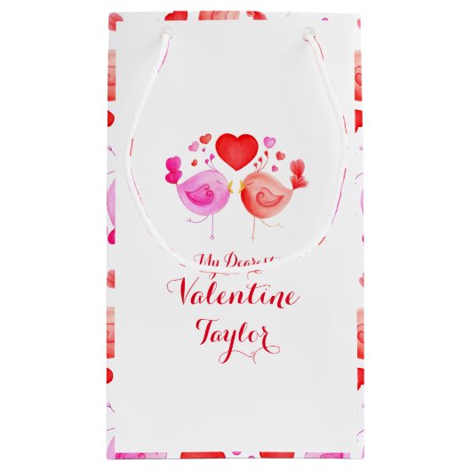 waterverf kunst liefde vogels valentijnen geschenk klein cadeauzakje (Achterkant)