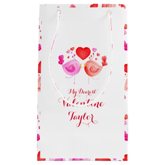 waterverf kunst liefde vogels valentijnen geschenk klein cadeauzakje (Voorkant)