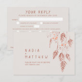 Waterverf kunst met grasbessen in terracotta tint RSVP kaartje (Voorkant / Achterkant)