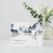 Waterverf kunst natuur landschap bruiloft uitnodig briefkaart (Staand voorkant)