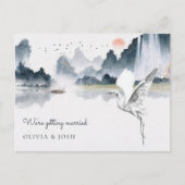 Waterverf kunst natuur landschap bruiloft uitnodig briefkaart (Voorkant)