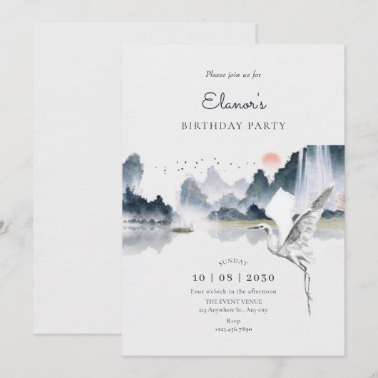 Waterverf kunst natuur landschap verjaardag kaart (Voorkant / Achterkant)