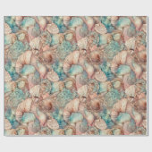 Waterverf Kunst Nieuwe Stijlseashells Patroon Cadeaupapier (Vlak)