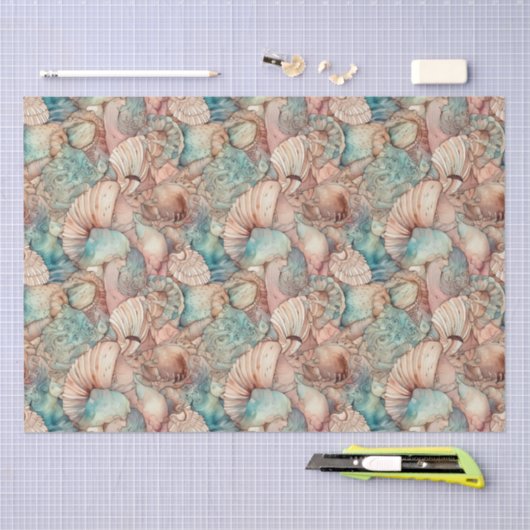 Waterverf Kunst Nieuwe Stijlseashells Patroon Tissuepapier (Craft)