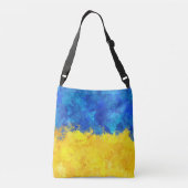 Waterverf kunst Oekraïense vlag Crossbody Tas (Achterkant)