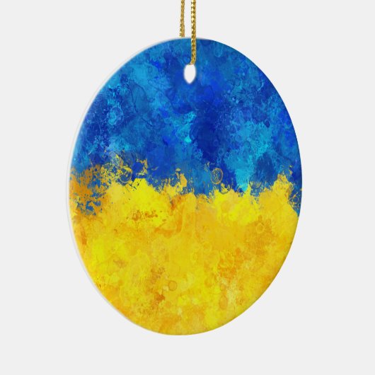 Waterverf kunst Oekraïense vlag Keramisch Ornament (Rechts)
