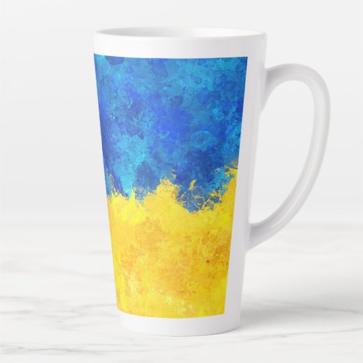 Waterverf kunst Oekraïense vlag Latte Mok (Rechts)