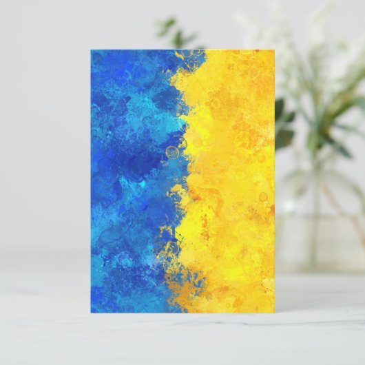 Waterverf kunst Oekraïense vlag RSVP Kaartje (Staand voorkant)