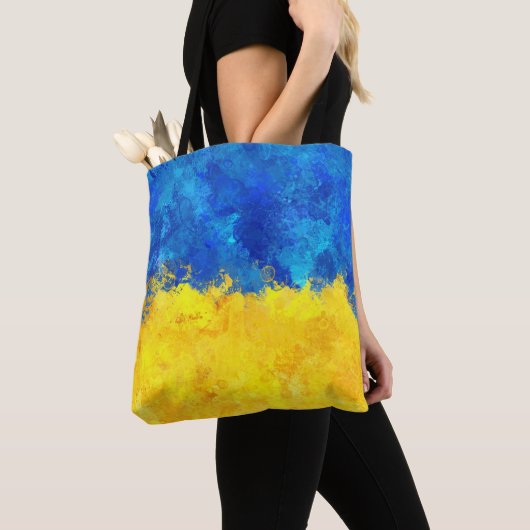 Waterverf kunst Oekraïense vlag Tote Bag (Dichtbij)