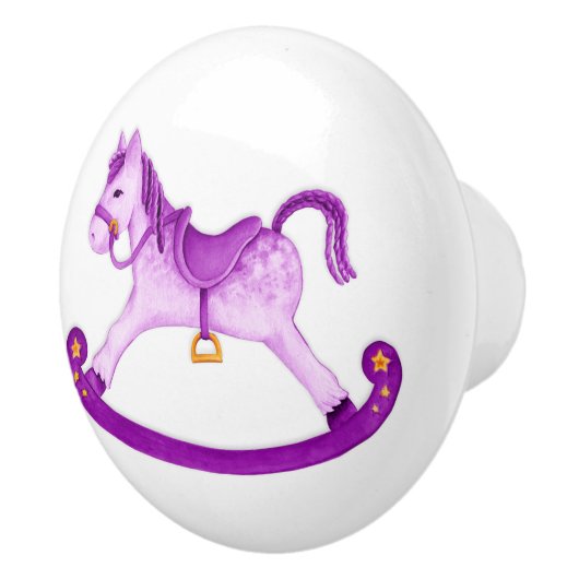 Waterverf kunst paarse paardenknop keramische knop (Rechts)