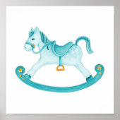 Waterverf kunst poster van een schommelpaard voor  (Voorkant)