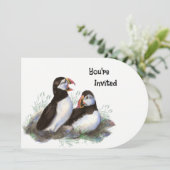 Waterverf kunst Puffin Bird verjaardagsfeestje Kaart (Staand voorkant)