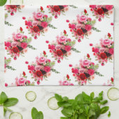 Waterverf Kunst Roze Rode Rozen Moderne Bloem Modi Theedoek (Gevouwen)