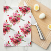 Waterverf Kunst Roze Rode Rozen Moderne Bloem Modi Theedoek (Quarter Fold)