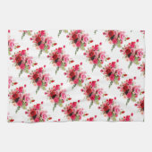 Waterverf Kunst Roze Rode Rozen Moderne Bloem Modi Theedoek (Horizontaal)