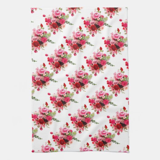 Waterverf Kunst Roze Rode Rozen Moderne Bloem Modi Theedoek (Verticaal)