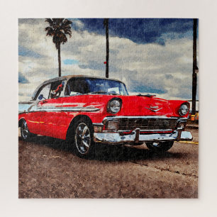Waterverf kunst van 1956 Chevrolet Bel Air Legpuzzel