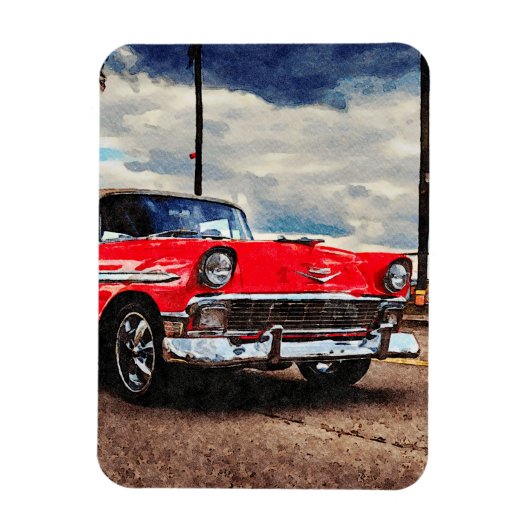 Waterverf kunst van 1956 Chevrolet Bel Air Magneet (Verticaal)