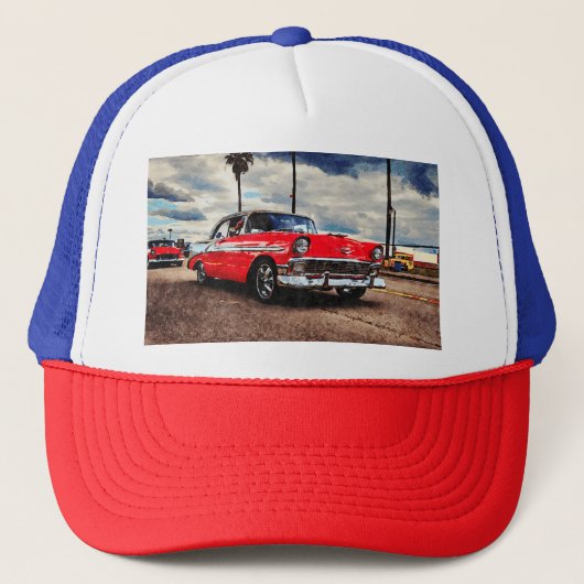 Waterverf kunst van 1956 Chevrolet Bel Air Trucker Pet (Voorkant)