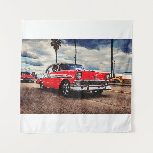 Waterverf kunst van 1956 Chevrolet Bel Air Wandkleed (Voorkant)