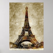  Waterverf Kunst van Eiffeltoren Poster (Voorkant)