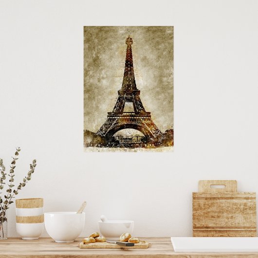  Waterverf Kunst van Eiffeltoren Poster (Keuken)