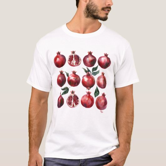 Waterverf Kunst van Granaatappel T-shirt (Voorkant)