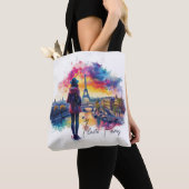 Waterverf Kunst van I love Paris Eiffeltoren Reize Tote Bag (Dichtbij)