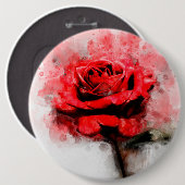 Waterverf Kunst van Rode Roos op Witte Achtergrond Ronde Button 6,0 Cm (Voorkant /achterkant)