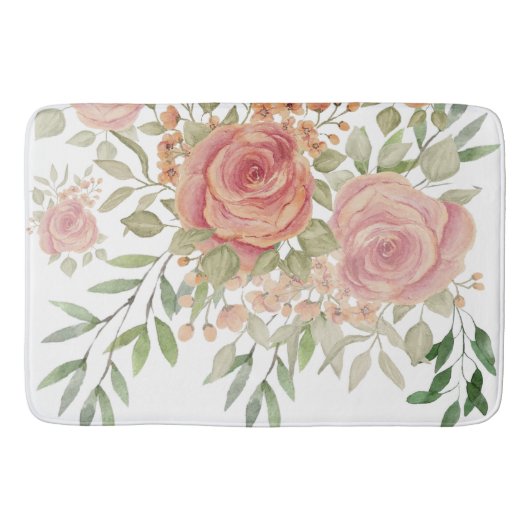 Waterverf kunst van Victoriaanse roze rozen met bl Badmat (Voorkant)