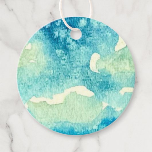 Waterverf Kunst van Wolken Bedankjes Labels (Voorkant)