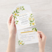 Waterverf kunst witte rots roos bloemenmaaltijd RS All In One Uitnodiging (Afscheurbaar)