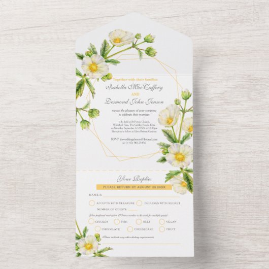 Waterverf kunst witte rots roos bloemenmaaltijd RS All In One Uitnodiging (Binnen)