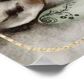 Waterverf Kunst Wolf Howling op volle maan Natuur Poster (Hoek)