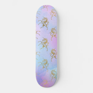 Waterverf Kunst Zachte Kleuren Gouden Eenhoorn Fan Persoonlijk Skateboard