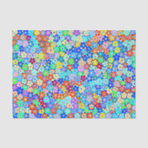 Waterverf kunst Zeer klein, kleurrijke bloemen Tissuepapier