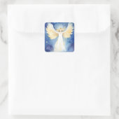 Waterverf kunstengel aan de nachtelijke hemel vierkante sticker (Tas)