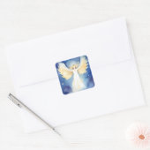 Waterverf kunstengel aan de nachtelijke hemel vierkante sticker (Envelop)