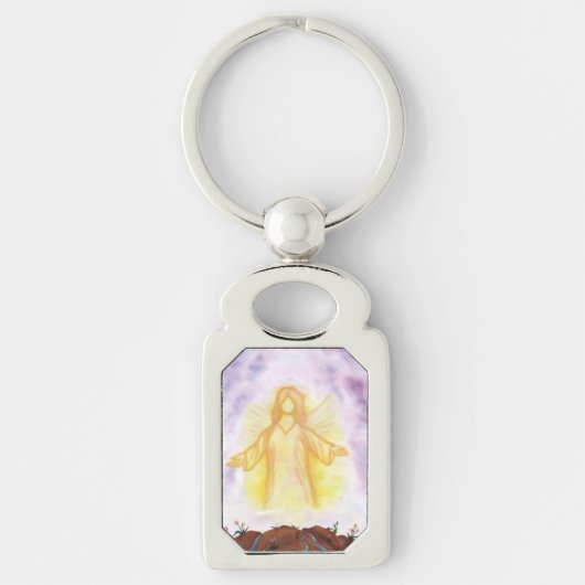 waterverf kunstengel verschijnt en schijnt sleutelhanger (Voorkant)