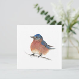 Waterverf Kunstkaart Blauw vogeltje
